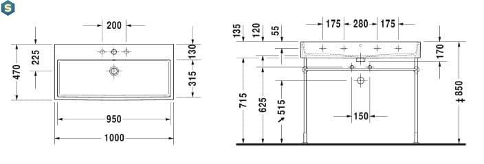 Умивальник Duravit Vero 100x47 2350100027, Білий