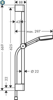 Душовий набір Hansgrohe Pulsify Select Relaxation 105 3jet 65 см EcoSmart Chrome 24161000