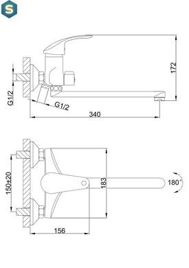 Смеситель для ванны длинный гусак &Oslash;40 Frap 1/10 F22021, Хром