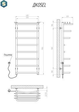 Сушарка для рушників KOSSER Канна 900х400/8 EL рег., Хром, Лівий