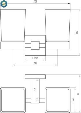 Стакан подвійний Globus Lux SQ 9428, Хром матовий
