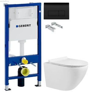 Інсталяція Geberit Duofix 458.103.00.1 з клавішею Delta50 чорний матовий + Унітаз підвісний Volle Amadeus M 13-06-055M з сидінням Soft Close