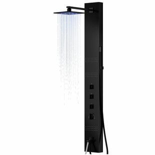 Душевая панель Corsan Neo black LED с изливом S060MBLLEDW, Черный матовый