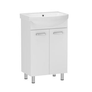 Тумба напольная RJ Soft-E с умывальником Solas, арт. 101456UA 55 см белая RJFU021-0156WHSET(RJFU021-0156WH+101456UA), Белый