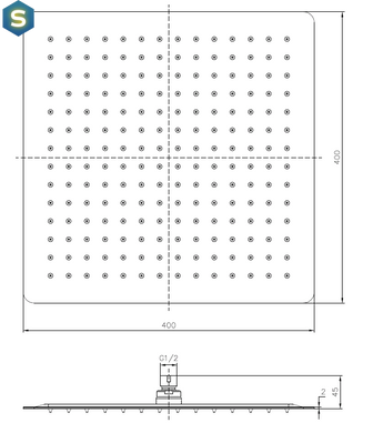 Верхний душ 400 мм Imprese SQ400SS2, Хром