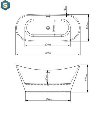Ванна акрилова окремостояча VBI Marmolada 170x75 black VBI-070317, Чорний/золото