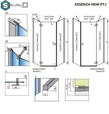 Душевая кабина Radaway Essenza New Black PTJ 80x80х200 385010-54-01L + 385049-54-01