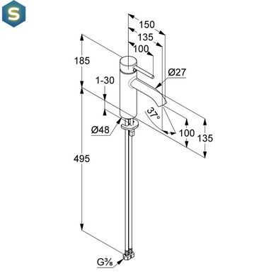 Змішувач для умивальника Kludi Bozz 100 DN 15 чорний мат 382823976