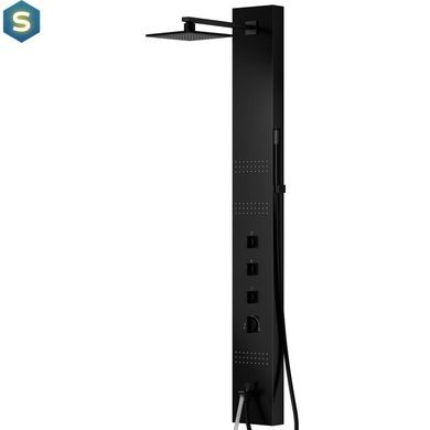 Душова панель Corsan Neo black LED з виливом S060MBLLEDW, Черный матовый