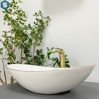 Умивальник (раковина) VBI TURIN WHITE GOLD EDGE накладний, Білий
