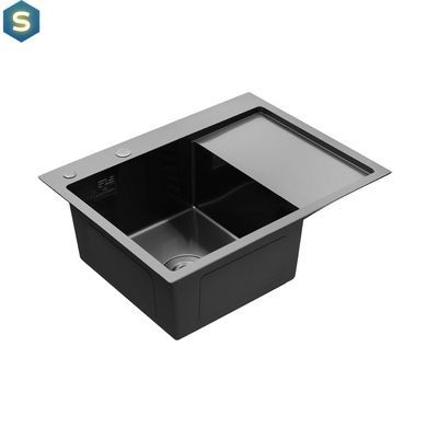 Кухонная мойка Kroner KRP Schwarze - 6350LHM PVD (3.0/1.0 мм) CV031322, Черный/золото