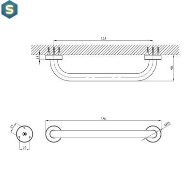 Поручни для ванны Kroner KRM Rizze - ACC3518 CV022919, Хром