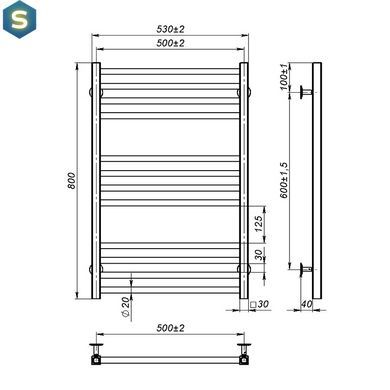 Рушникосушка водяна OnlyHeat Ember 500/800/12, Хром