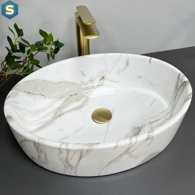 Умивальник (раковина) VBI CEFALU AIAX GLOSSY накладний, Мармур