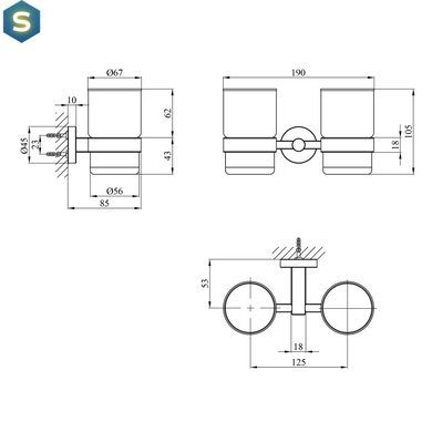 Стакан двойной для ванной комнаты Kroner KRP Edelstahl Klassisch - ESG3708 CV025663, Хром матовый