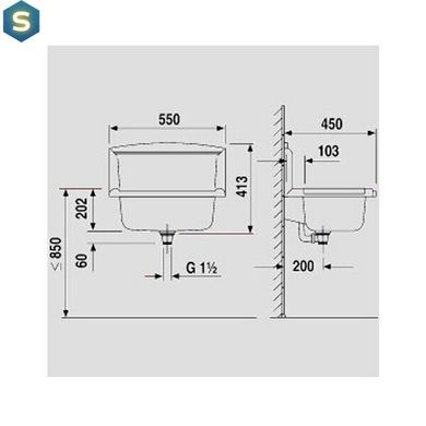 Умивальник підвісний господарський 55x45 Sanit 60.005.01.0099, Білий