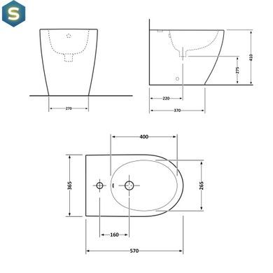 Біде підлогове Qtap Robin 565x360x405 Black matt QT13442141CMB, Черный матовый