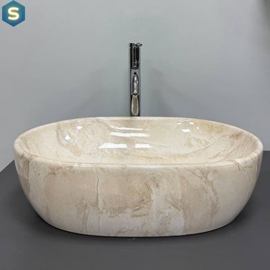 Умывальник VBI Modena S beige stone glossy накладний VBI-012007, Мармур