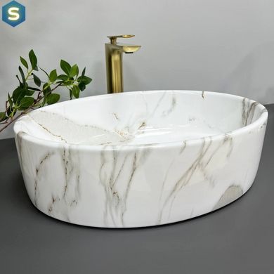Умивальник (раковина) VBI CEFALU AIAX GLOSSY накладний, Мармур