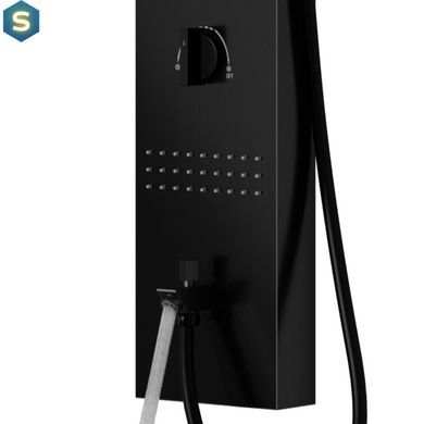 Душова панель Corsan Neo black LED з виливом S060MBLLEDW, Черный матовый