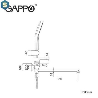 Змішувач для ванни Gappo G2203-6, чорний/хром, Черный матовый