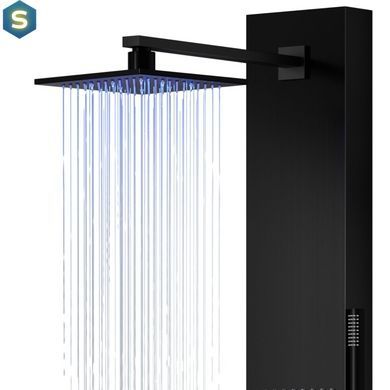Душова панель Corsan Neo black LED з виливом S060MBLLEDW, Черный матовый