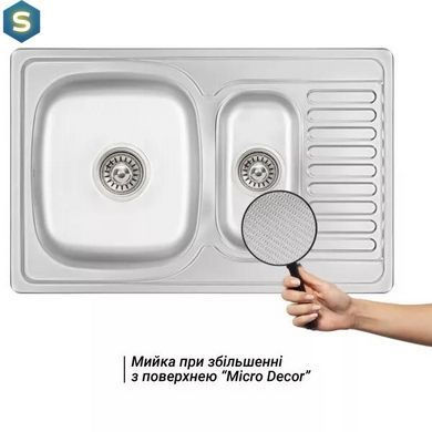 Кухонна мийка 780x500x180 мм + сифон Wezer 7850(08) Decor, Decor