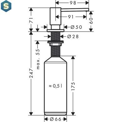 Дозатор кухонний Hansgrohe A41 500 ml врізний Brushed Black 40438340