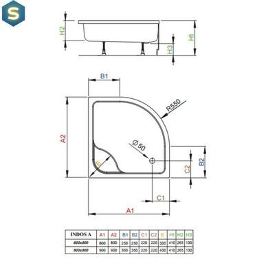 Душевой поддон Radaway Indos A 90x90 SIA9090-01