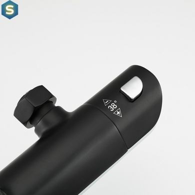Душова система з термостатом Gappo G2403-56, вилив - перемикач на лійку 3 режими, чорний/хром, Черный матовый