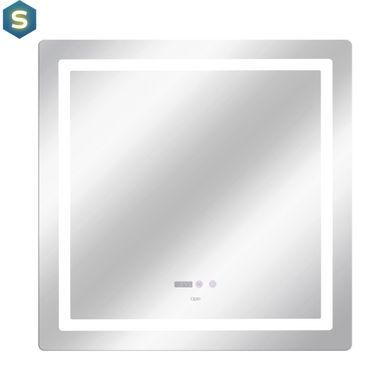 Зеркало Qtap Mideya 800x800 с LED-подсветкой Touch, с антизапотеванием, с часами, диммером яркости QT2078NCF8080W