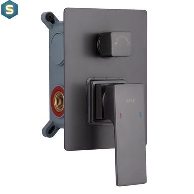 Душевая система для душа Qtap Gemini скрытого монтажа на два потребителя QTGEM113GMB45698 Gunmetal Black PVD, Шлифованный черный хром