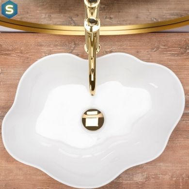 Умивальник Rea Pearl white накладний білий REA-U0265, Білий