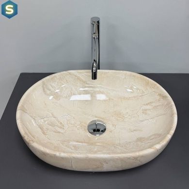 Умывальник VBI Modena S beige stone glossy накладний VBI-012007, Мармур
