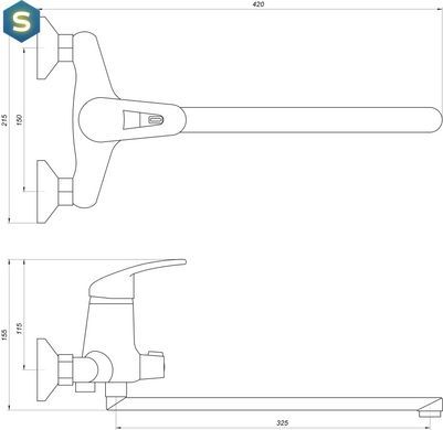 Змішувач для ванни Globus Lux Caprice GLCA-0208, Хром