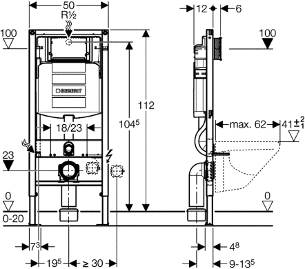 Інсталяція прихованого монтажу для унітазу Geberit Duofix Sigma 111.300.00.5