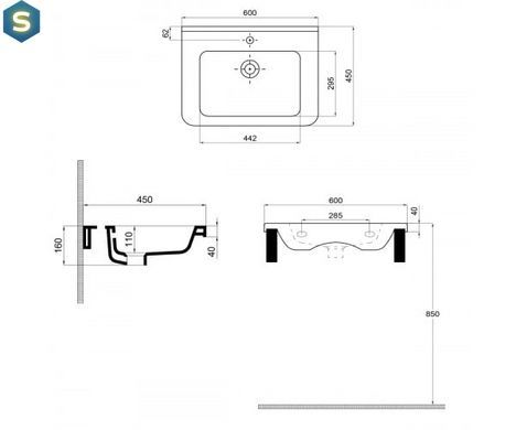 Умывальник Sanwerk Space Line 60x45 (UV0000156), Белый