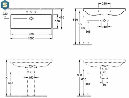 Умивальник Villeroy&Boch Avento 100x47 4156A201, Білий