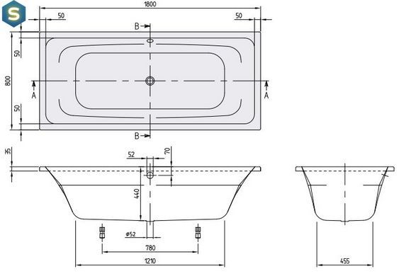 Ванна акрилова Villeroy&Boch Avento 180x80 UBA180AVN2V-01
