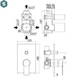 Душевая система скрытого монтажа Paffoni Shower на 2 потребителя с верхним душем 200x200 мм chrome KITTA015CR/M, Хром