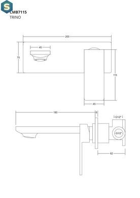 Смеситель для умывальника скрытого монтажа Corsan Trino chrome CMB7115CH, Хром