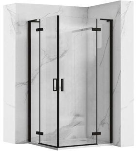 Душова кабіна Rea Hugo 90x90 black подвійна REA-K6601, Черный матовый, Універсальна, чорний матовий