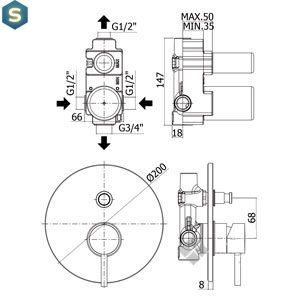Змішувач прихованого монтажу Paffoni Light LIG 015 CR, Хром