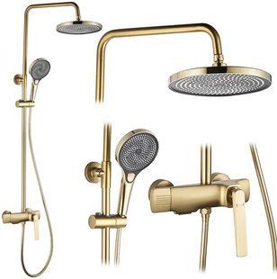 Душова система Rea Rebel brushed gold з виливом REA-P2414, Золотий