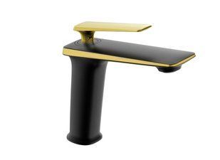 Смеситель для умывальника Mexen Purus black gold низкий MEX-745800-75, Черный/золото