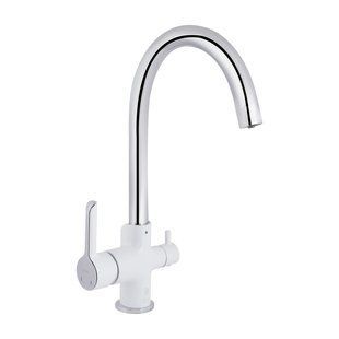 Змішувач для кухні Qtap Grand з підключенням для питної води QTGRA362CRW45668 Chrome/White, Білий