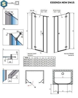 Душевая дверь Radaway Essenza New Black DWJS 130 см 385032-54-01L+384090-54-01