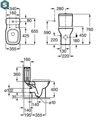 Унитаз-компакт Roca Debba A34P998000 с сидением Soft Close, Белый