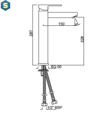 Змішувач для умивальника Jaquar Kubix F KUB-CHR-35009NFB, Хром