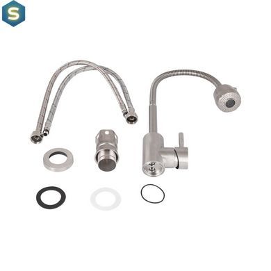 Смеситель для кухни Lidz Aria 015F41 с гибким изливом (k35) LDARI015F41NKS45306 Nickel, Нержавеющая сталь